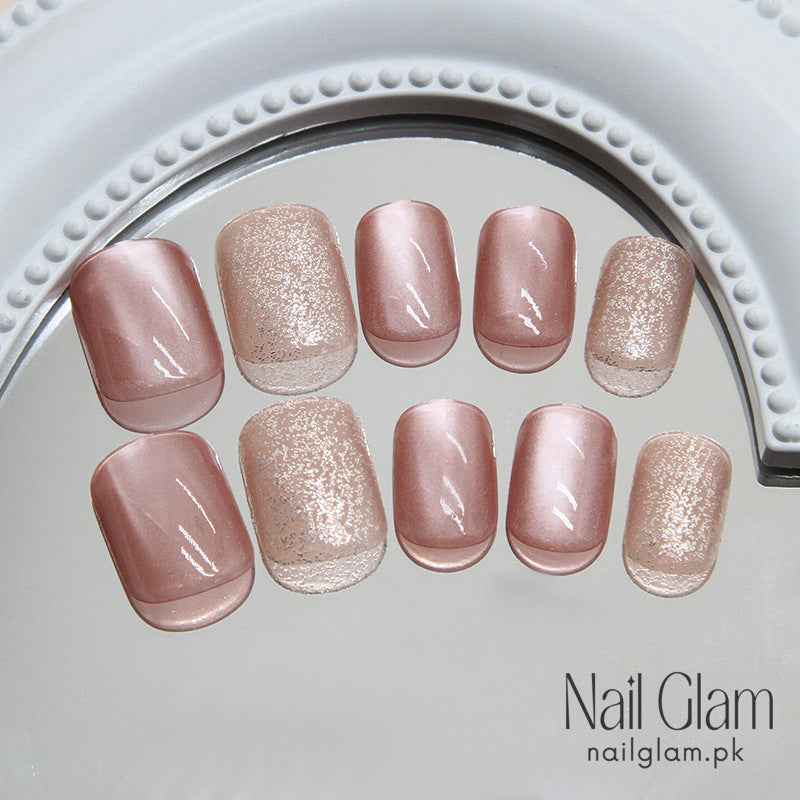 Frosted Mocha Bean  (24Pcs) - Nail Kit Included
