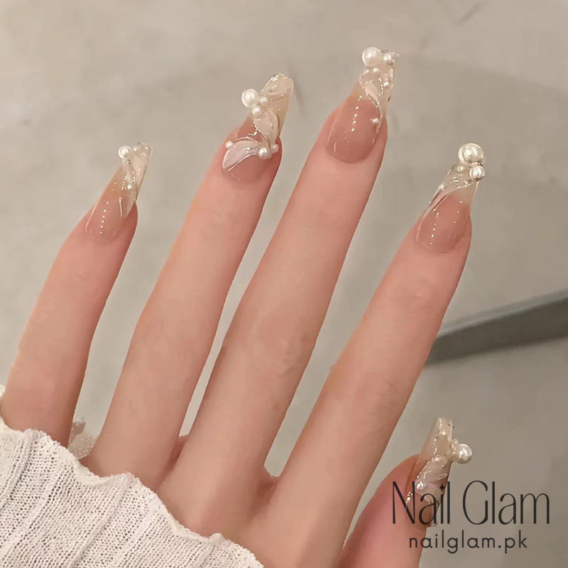 Pearl Press On Nails (24Pcs) - Nail Kit Included