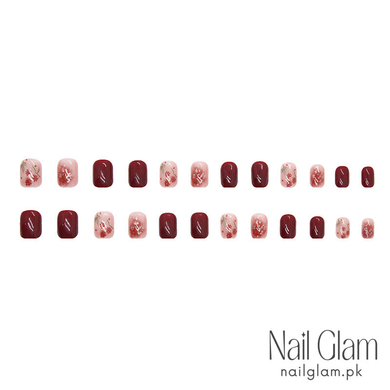 Nail Glam 19 - Rose Foil (24Pcs) - Nail Kit Included