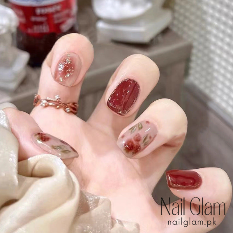 Nail Glam 19 - Rose Foil (24Pcs) - Nail Kit Included