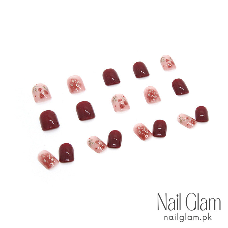 Nail Glam 19 - Rose Foil (24Pcs) - Nail Kit Included