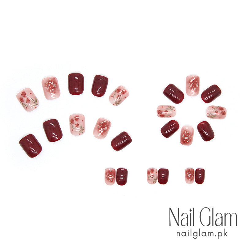 Nail Glam 19 - Rose Foil (24Pcs) - Nail Kit Included