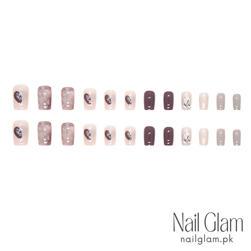 Nail Glam 20 - Muted Purple (24Pcs) - Nail Kit Included