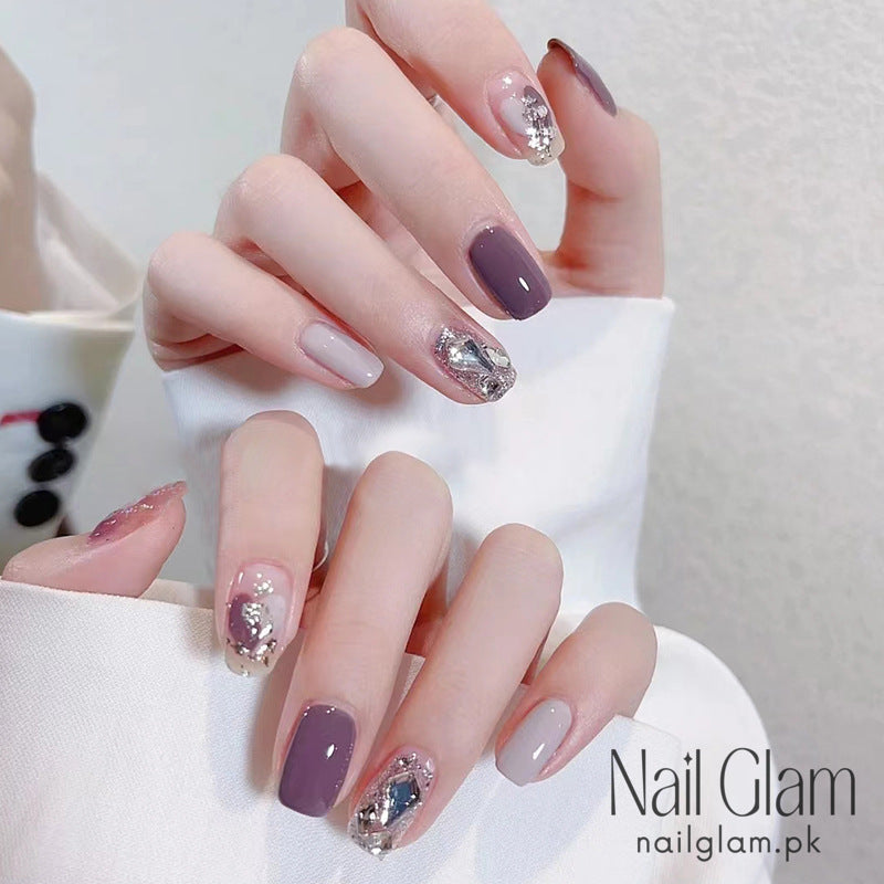 Nail Glam 20 - Muted Purple (24Pcs) - Nail Kit Included