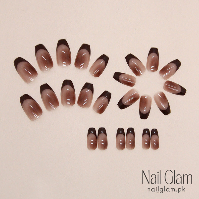 Brown French Tip (24Pcs) - Nail Kit Included