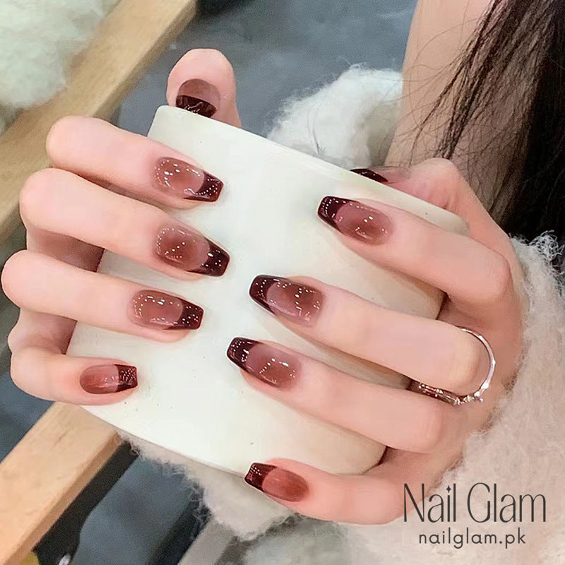 Brown French Tip (24Pcs) - Nail Kit Included