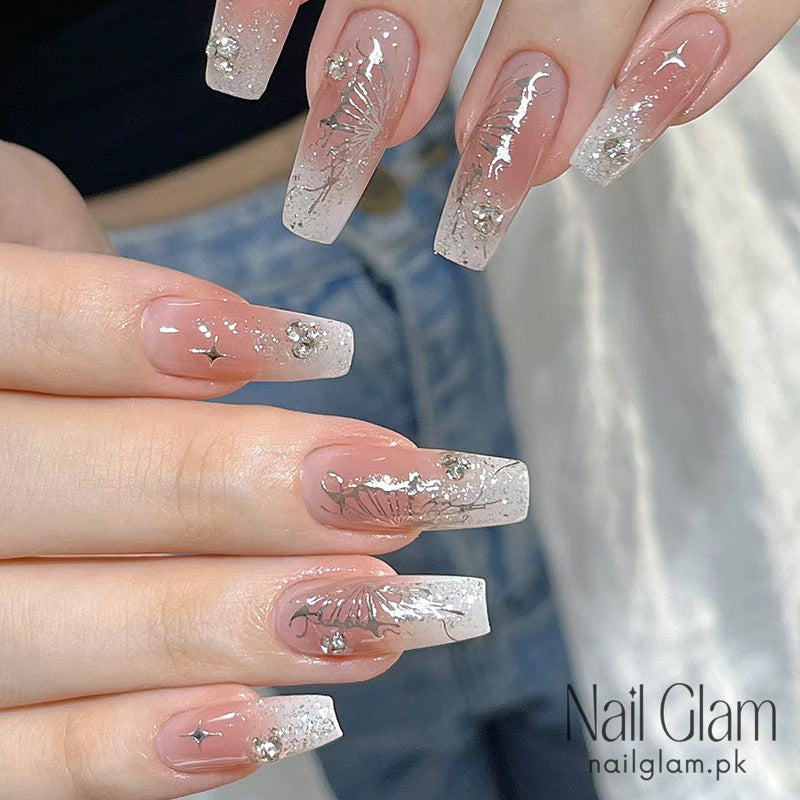 Nail Glam 43 - Sweet Dream Butterfly (24Pcs) - Nail Kit Included