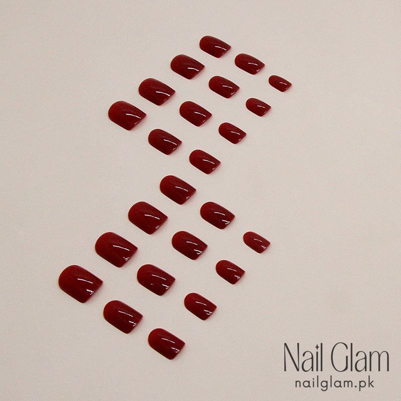 Deep Red Glossy (24Pcs) - Nail Kit Included