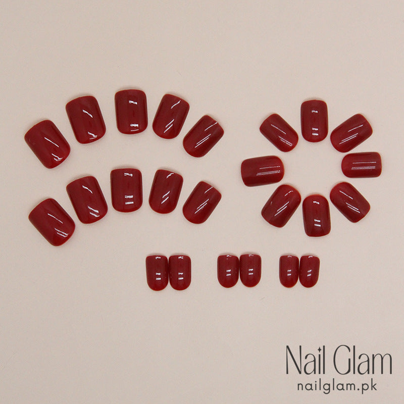 Deep Red Glossy (24Pcs) - Nail Kit Included