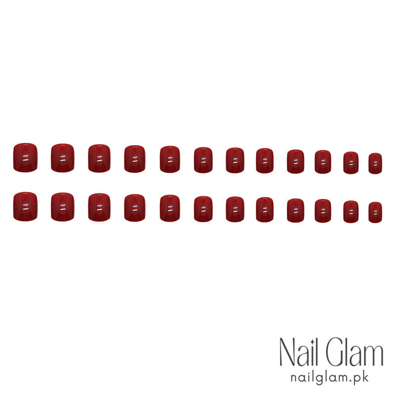 Deep Red Glossy (24Pcs) - Nail Kit Included