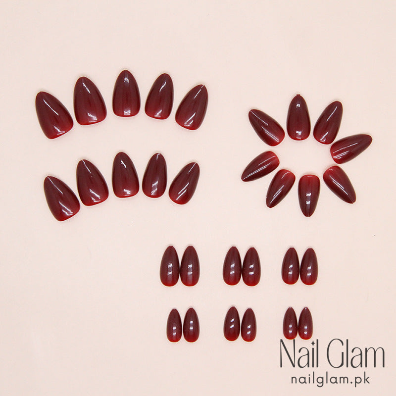 Elegant Wine Red (24Pcs) - Nail Kit Included