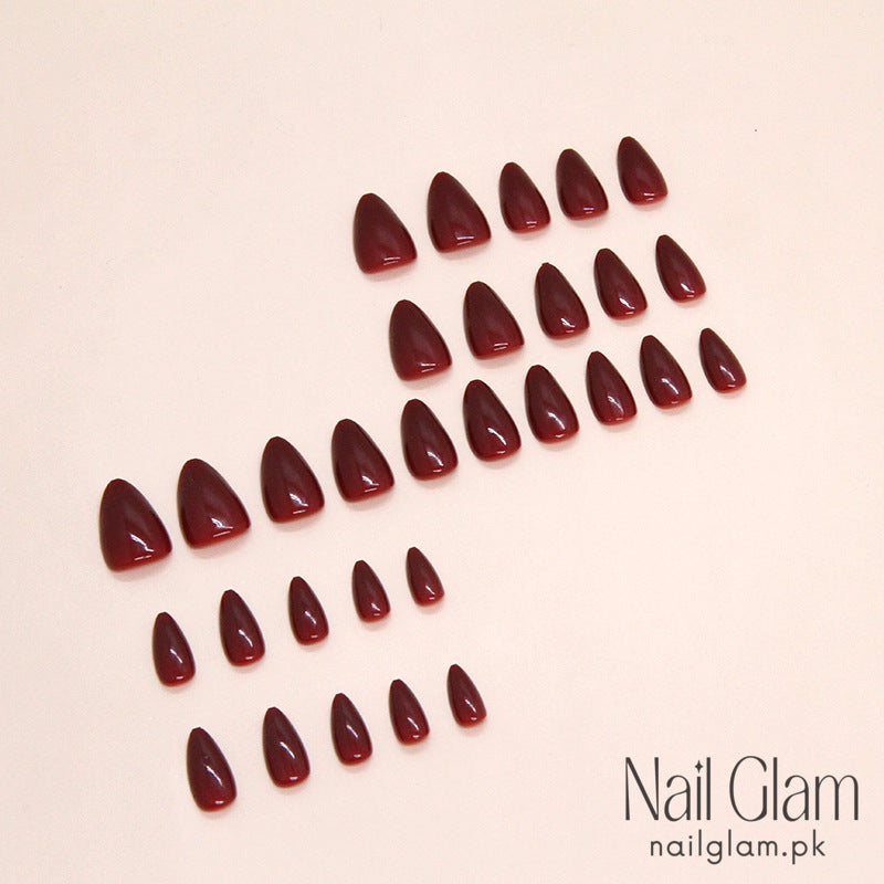 Nail Glam 51 - Elegant Wine Red (24Pcs) - Nail Kit Included