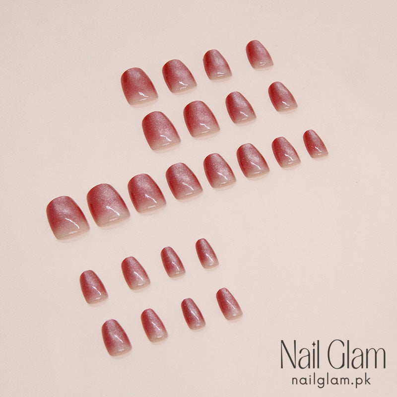 Nail Glam 53 - Burgundy Gradient (24Pcs) - Nail Kit Included