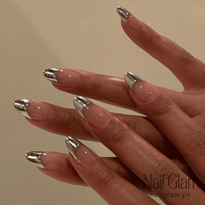 Chrome French Tip (24Pcs) - Nail Kit Included
