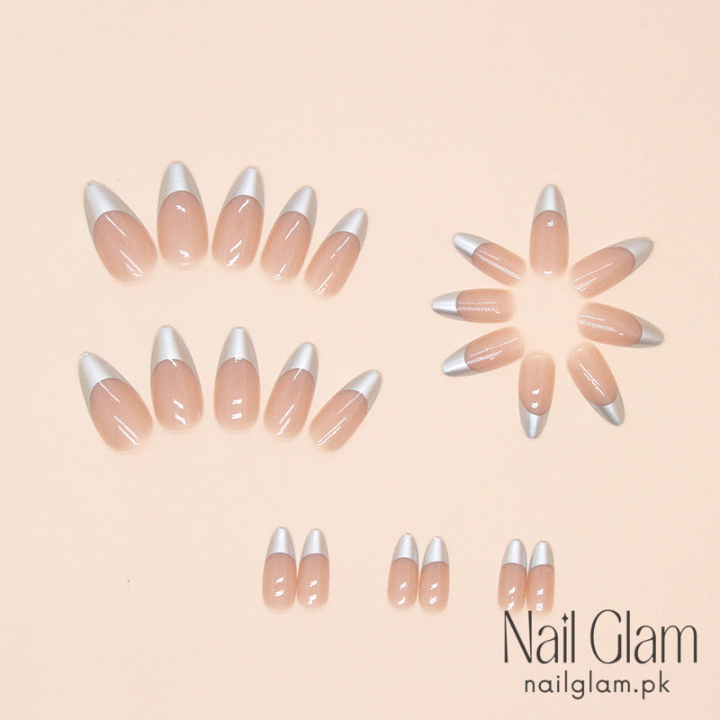 Chrome French Tip (24Pcs) - Nail Kit Included