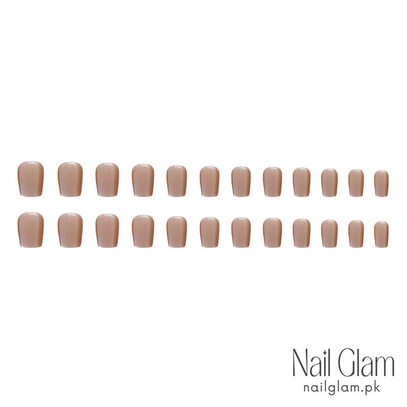 Nail Glam 61 - Nude Cat Eye (24Pcs) - Nail Kit Included