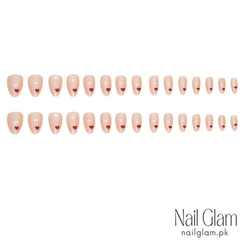 Tiny Red Hearts (30Pcs) - Nail Kit Included