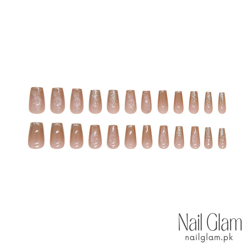 Nail Glam 75 - Nude Glitter (24Pcs) - Nail Kit Included