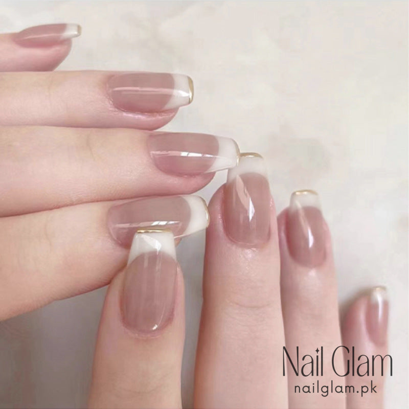 Nail Glam 78 - Elegant French (24Pcs) - Nail Kit Included