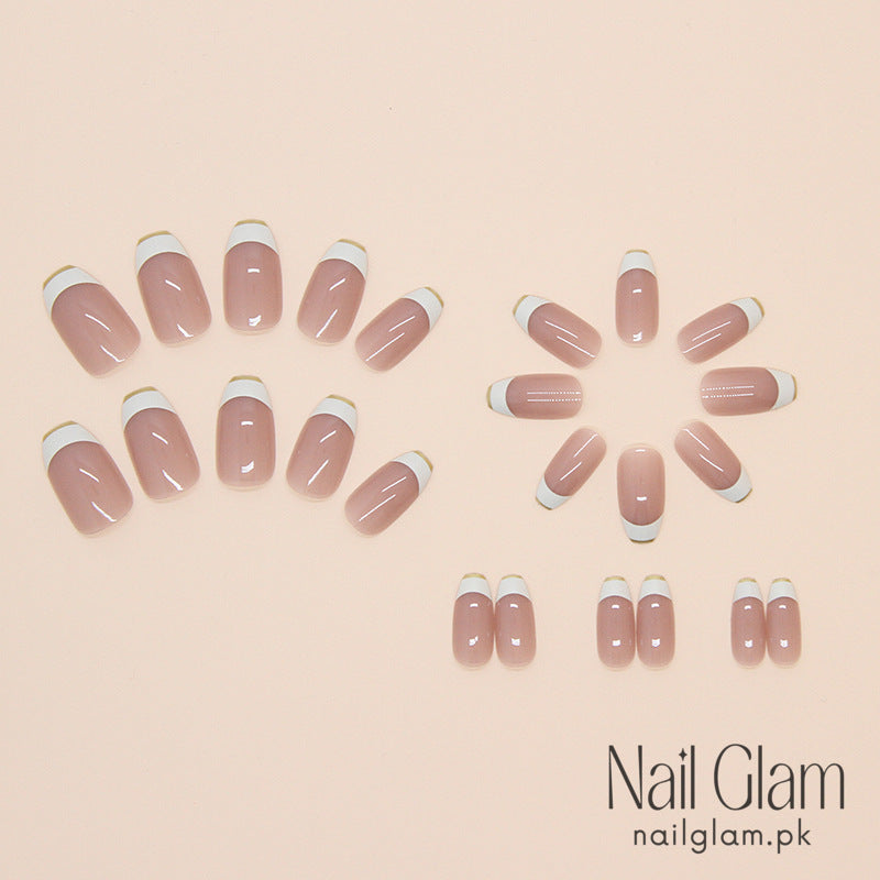 Nail Glam 78 - Elegant French (24Pcs) - Nail Kit Included