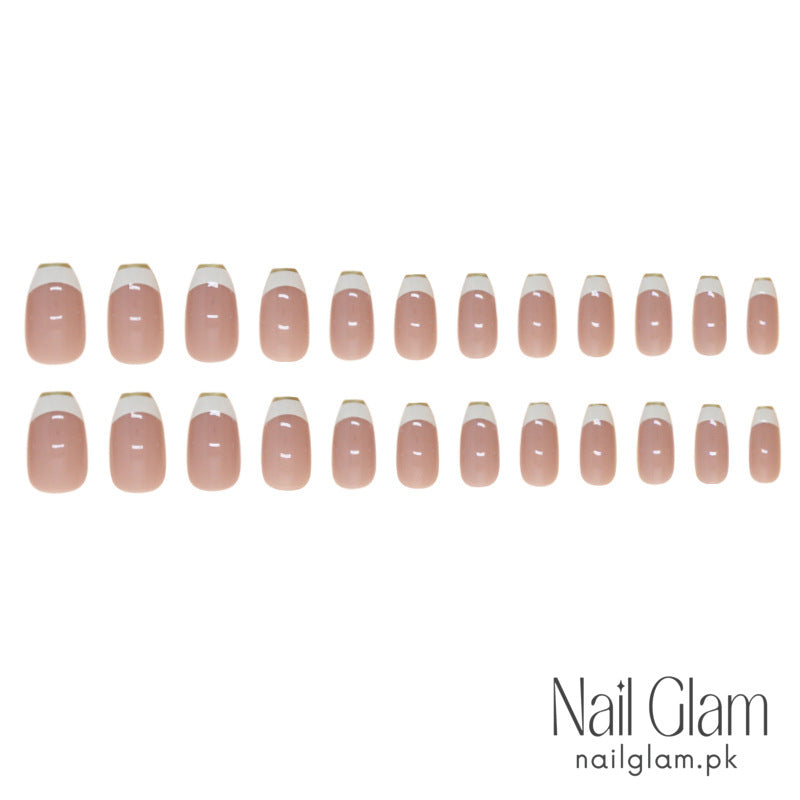 Nail Glam 78 - Elegant French (24Pcs) - Nail Kit Included