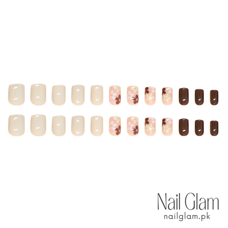 Nail Glam 82 - Chic & Floral Press-On Nails (24Pcs) - Nail Kit Included
