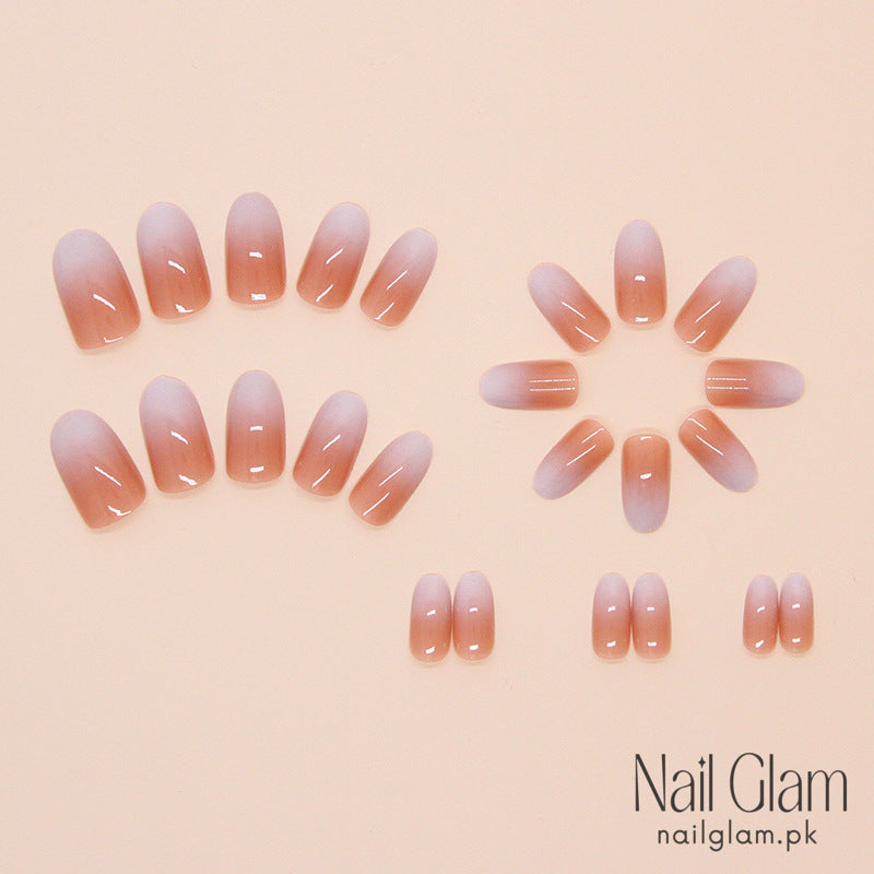 Nude To White Gradient (24Pcs) - Nail Kit Included