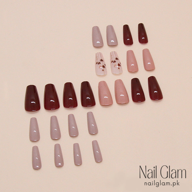 Nail Glam 90 - Heart and Line Art Accents (24Pcs) - Nail Kit Included