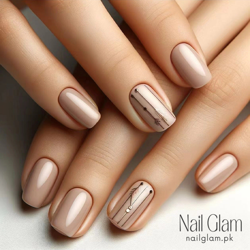 Nail Glam 97 -Minimalist Nude Press-On Nails (24Pcs) - Nail Kit Included