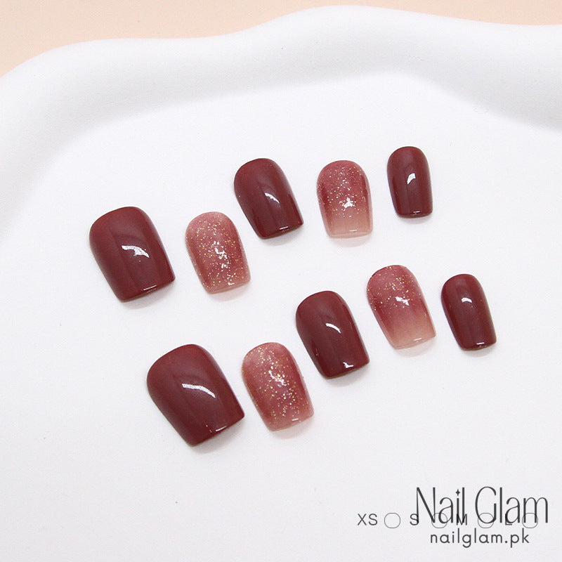 Nail Glam 100 - Cozy & Elegant Look Press-On Nails (30Pcs) - Nail Kit Included