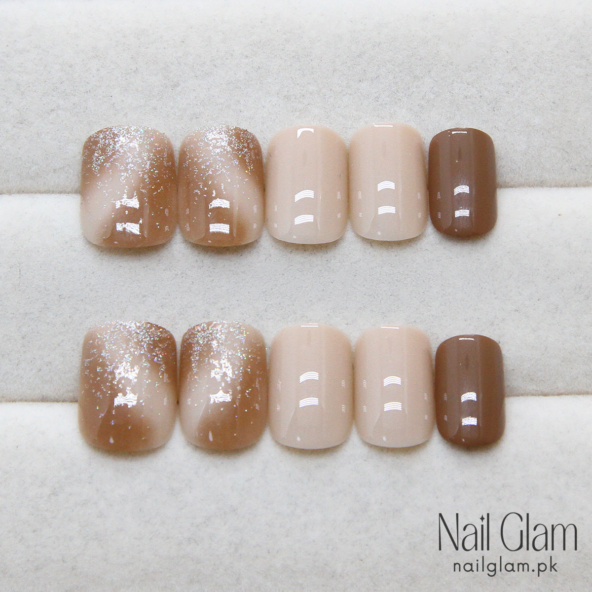 Nail Glam 103 - Ice Coffee Press-On Nails (24Pcs) – Nail Kit Included