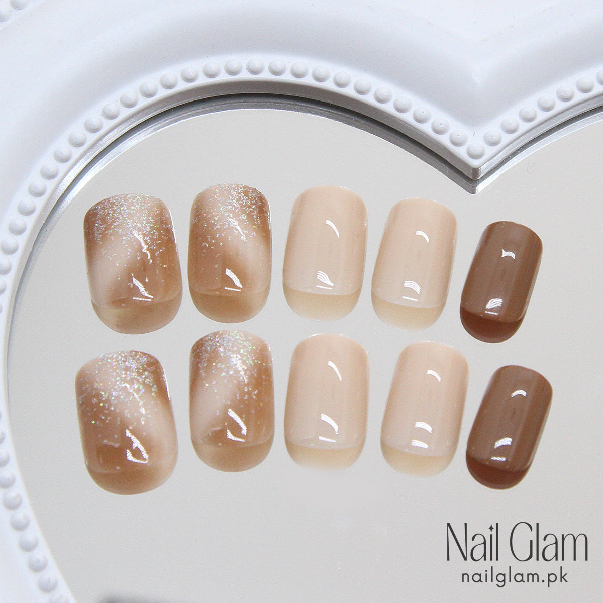 Nail Glam 103 - Ice Coffee Press-On Nails (24Pcs) – Nail Kit Included