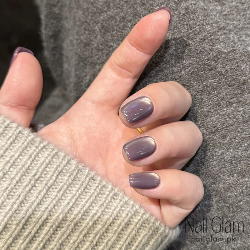 Nail Glam 104 - Cool Gray Cat’s Eye Press-On Nails (24Pcs) - Nail Kit Included