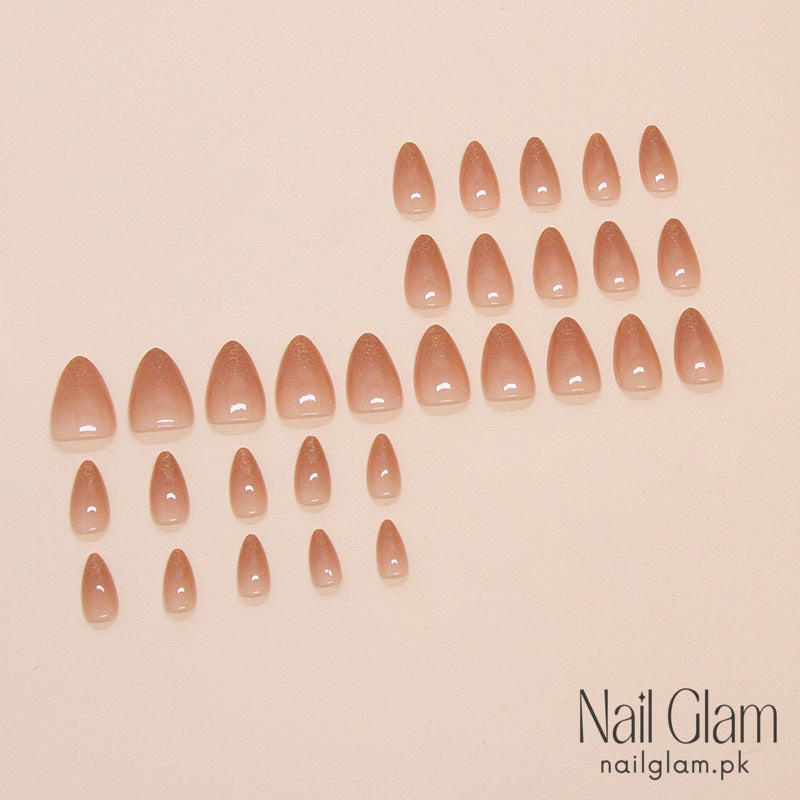 Golden Nude Ombre Press-On Nails (24 Pcs)- Nail Kit Included