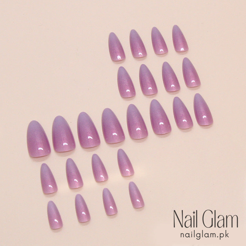 Nail Glam 112 - Lavender Chrome Press-On Nails(24 Pcs) - Nail Kit Included