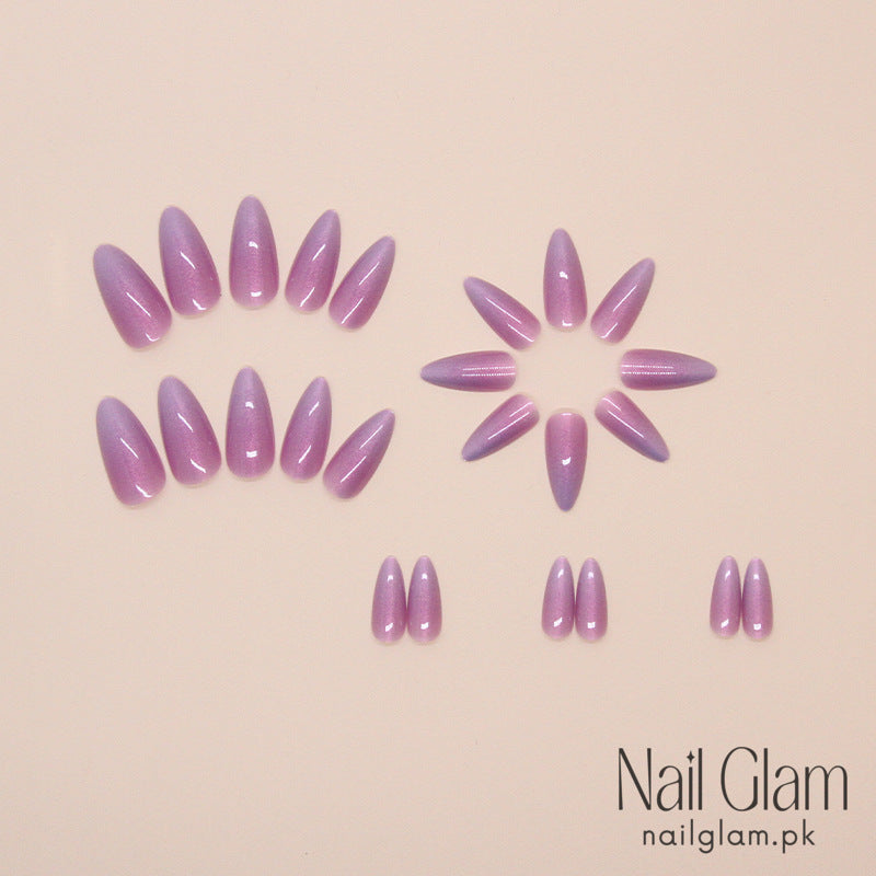 Nail Glam 112 - Lavender Chrome Press-On Nails(24 Pcs) - Nail Kit Included