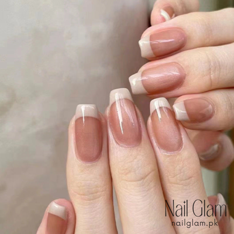 Gloss French-Tip Press-On Nails (24 Pcs) - Nail Kit Included