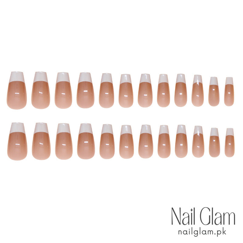 Gloss French-Tip Press-On Nails (24 Pcs) - Nail Kit Included