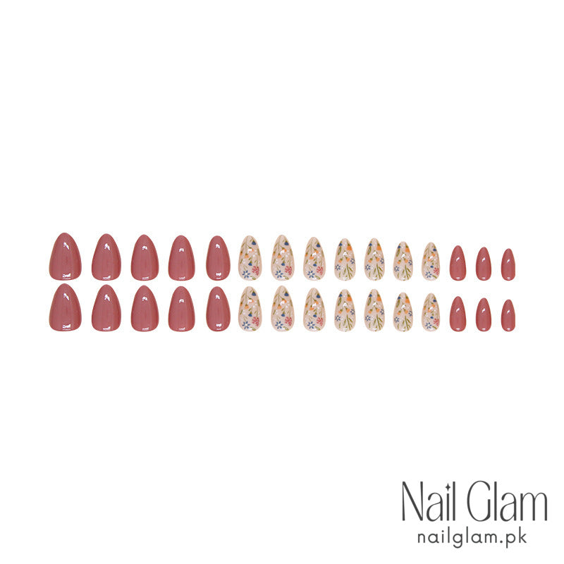 Nature’s Charm at Your Fingertips (24Pcs) - Nail Kit Included