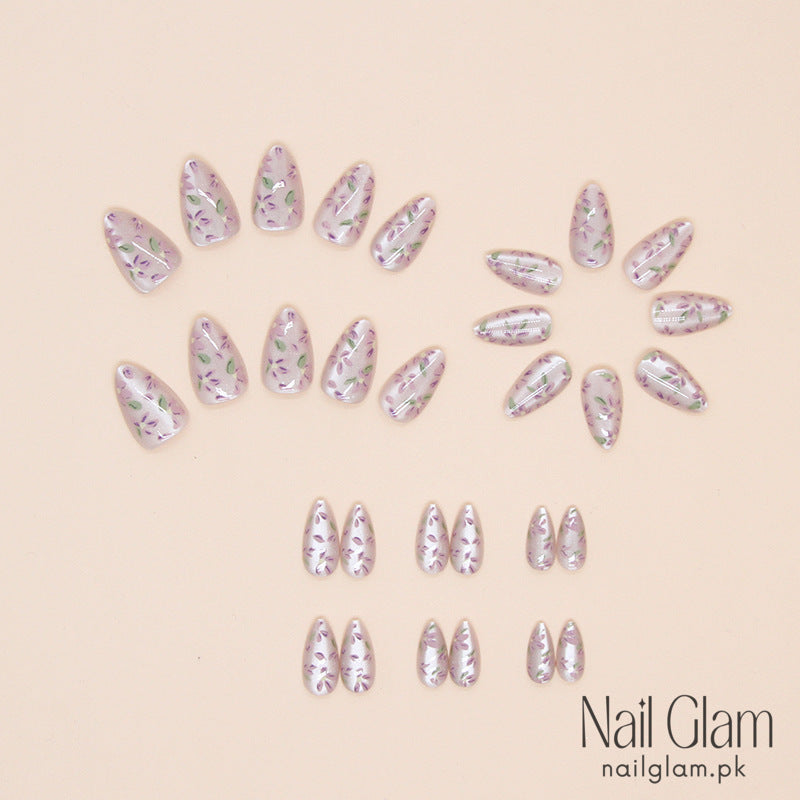 Lavender Whimsy Press-On Nail Set (24 Pcs) - Nail Kit Included