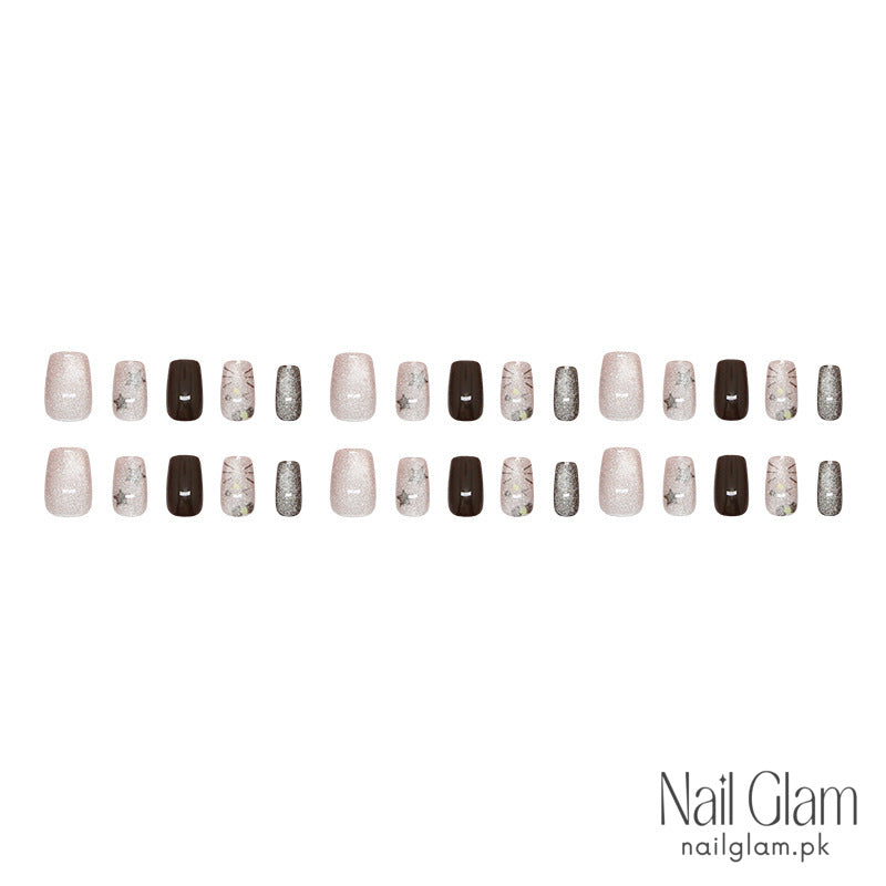 Starry Glitter Press-On Nails (24Pcs) - Nail Kit Included