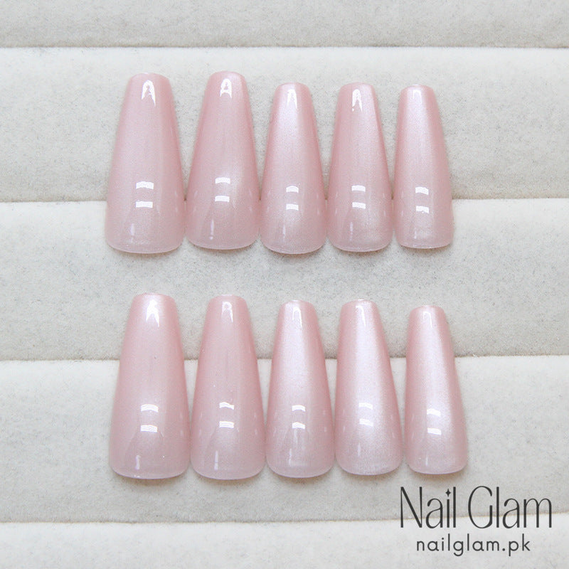 Soft Blush Elegant Press-On Nails (24Pcs) - Nail Kit Included