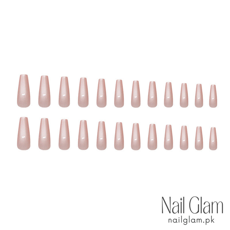 Soft Blush Elegant Press-On Nails (24Pcs) - Nail Kit Included
