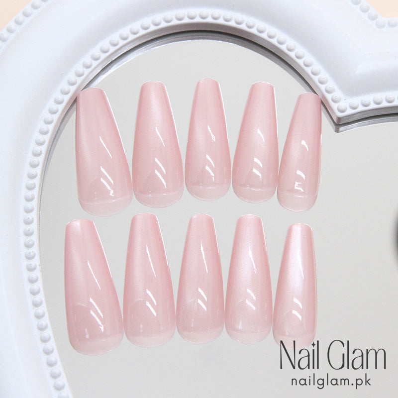Soft Blush Elegant Press-On Nails (24Pcs) - Nail Kit Included