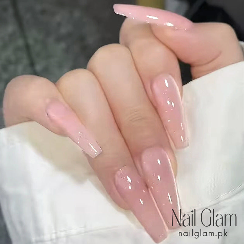 Soft Blush Elegant Press-On Nails (24Pcs) - Nail Kit Included