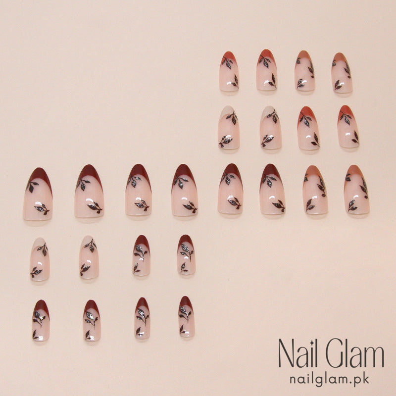 Peach Bloom Floral Press-On Nails (24Pcs) - Nail Kit Included