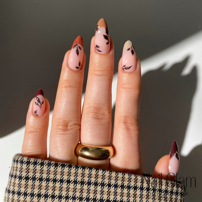 Peach Bloom Floral Press-On Nails (24Pcs) - Nail Kit Included