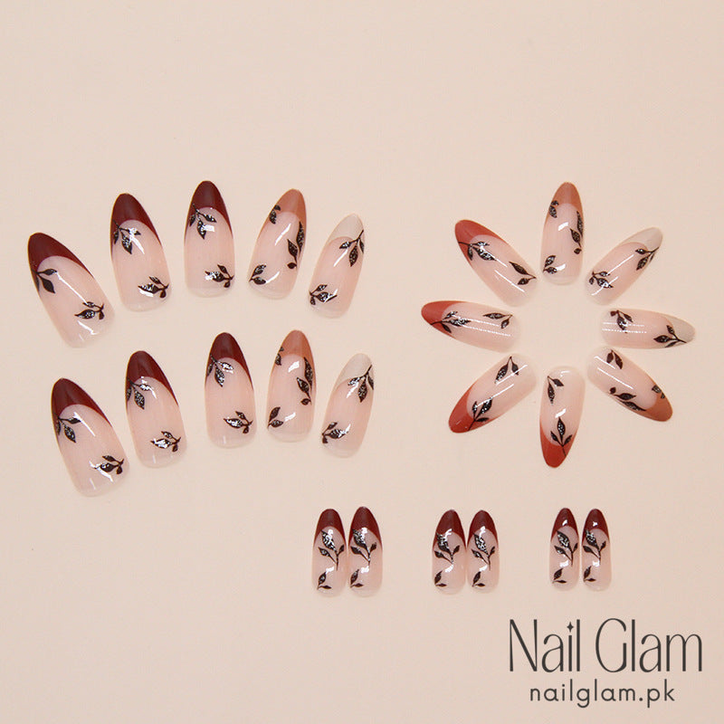 Peach Bloom Floral Press-On Nails (24Pcs) - Nail Kit Included