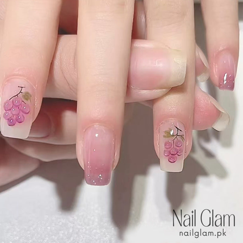 Pink & Grape Press-On Nails (24Pcs) - Nail Kit Included