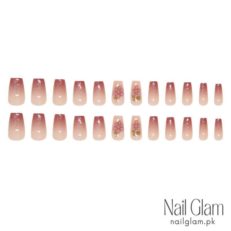 Pink & Grape Press-On Nails (24Pcs) - Nail Kit Included